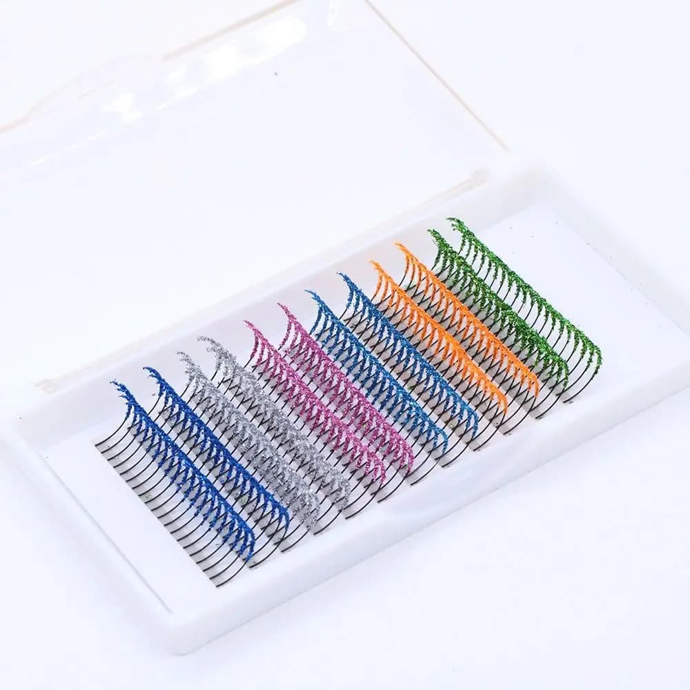 Ciglia Finte per Innesto, Ciglia a Ciuffetti Individuali per Cosplay Femminile, Ciglia Finte Colorate, Ciglia Glitterate Colorate