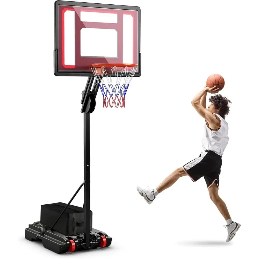 Canestro da Basket Regolabile per Tutte le Età - Resistente alle Intemperie con Opzioni di Altezza, Supporto Portatile, Adatto per Piscina, Campo