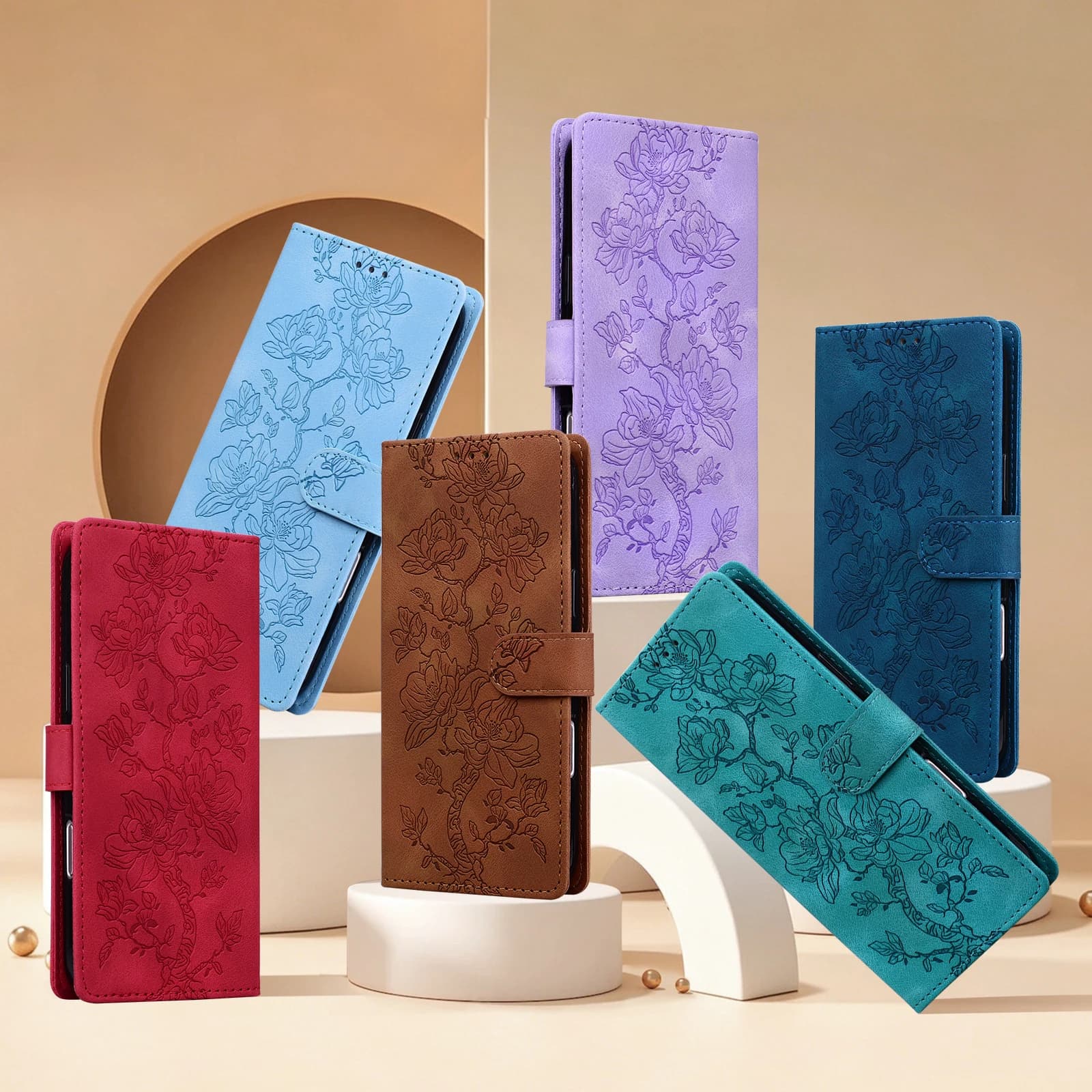 Embossing Magnetic Flip Leather Cover Wallet Case For iPhone 13 12 11 X Xr Xs 8 7 6 6s SE Mini Pro Max Plus