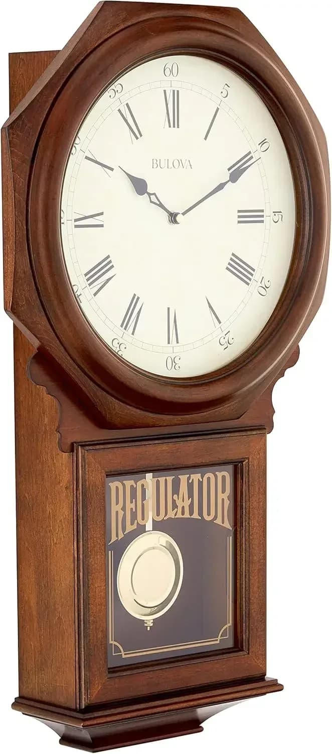 Orologio da Parete Ashford C3543, 25 Pollici, Design Stile Scuola, Finitura Noce, Movimento a Triplo Suono Armonico, Piastra Incisa