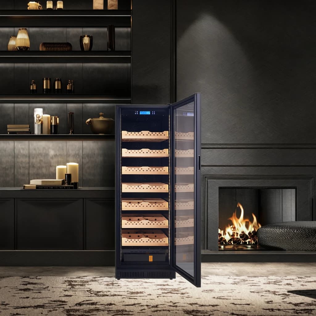 Grande Humidor Elettrico per Sigari in Acciaio Inossidabile con Controllo della Temperatura per Uso Domestico, Installazione Compatta