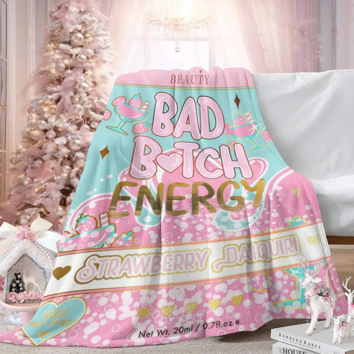 Bad Girl energy flannel shooting cover, warm, soft, sweet, winter blanket, thin quilt in plush for the house, living room, sofa bed, gift
