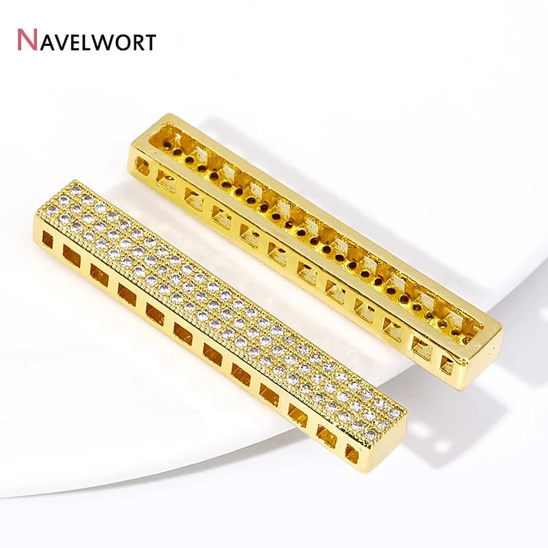 18K Gold Plated Diamond-Set Multiple Rows Separator Spacer Bars, Separator Spacer Bars For DIY Bracelet Necklace Making