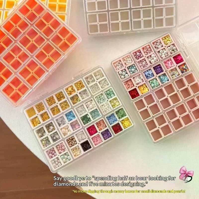 Nail Art Accessories Storage Box Detachable 48/36/24 Grids Transparent PP Plastic Jewelry Small Parts Desktop Organizer 1Pcs