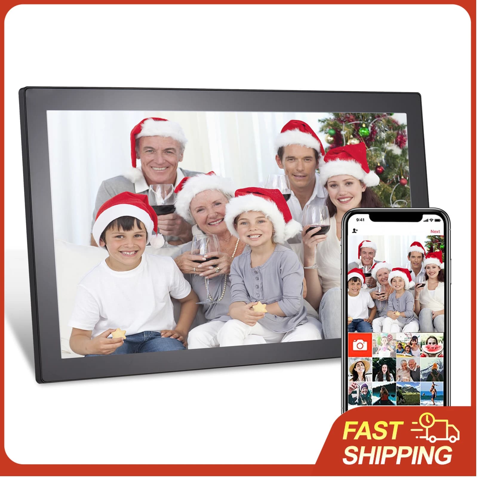 21.5 Inch Digital WiFi Frame with IPS Screen, Touch Control, 32GB Memory, Automatic Rotation and Photo Sharing