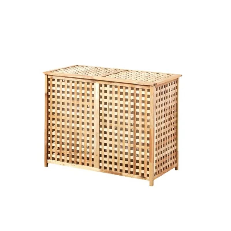 Solid wood storage box, double cloth bag removable household laundry basket