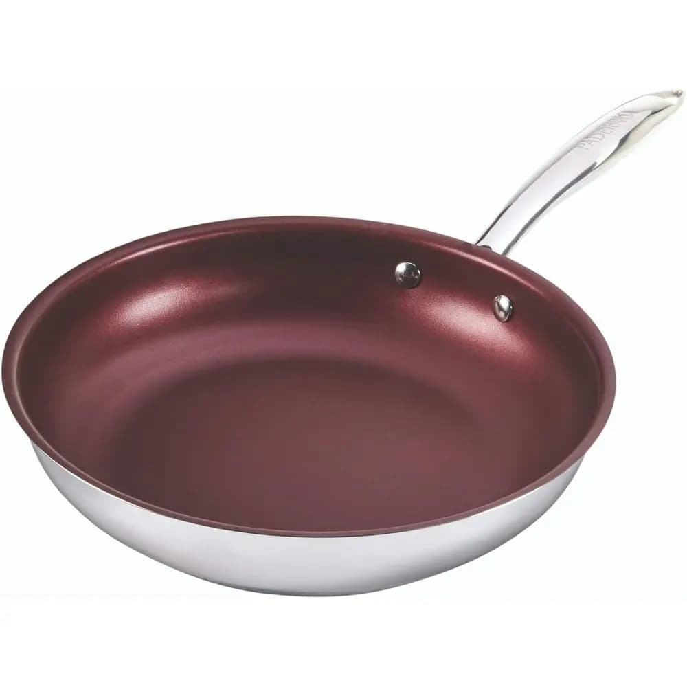 11-Inch Non-Stick Stainless Steel Frying Pan with Riveted Cool Handles
