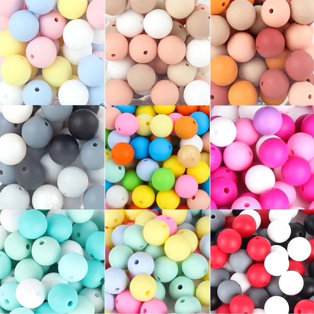 20 Pz 15mm 12mm 9mm Perline di Silicone FAI DA TE Chiavi Catene Rotonde Perline Sparse per la Produzione di Gioielli Collana Bracciale Perline Penna Decor Perline