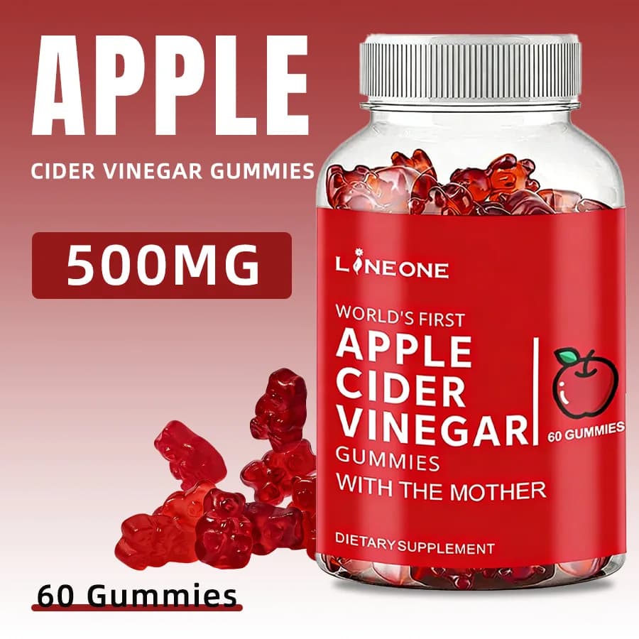 Caramelle Gommose all'Aceto di Mele, Integratori Multivitaminici, Gommose Multivitaminiche e Minerali, Vitamina C ad Alto Dosaggio
