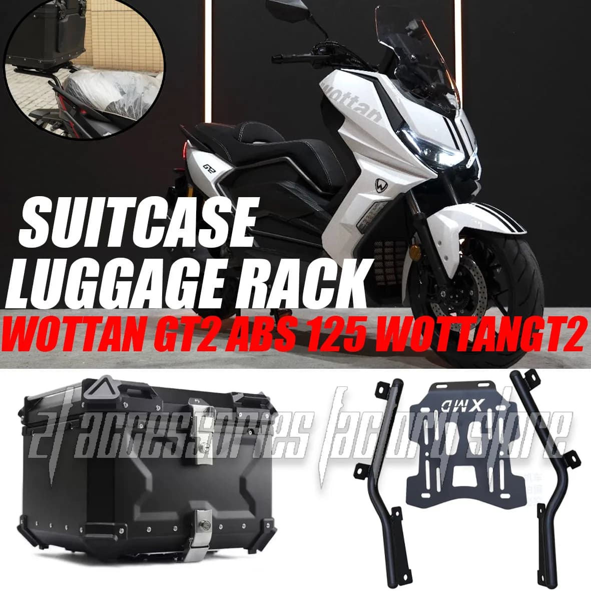 Per Wottan GT2 ABS 125 WottanGT2 Baule Del Motociclo Top Box Bagagli Laterali Borsa Portapacchi Moto Topcase Valigia Supporto