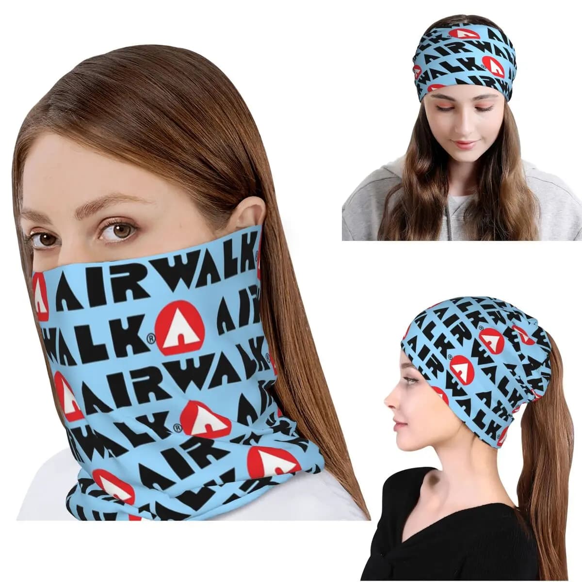 Airwalk Logo Bandana Neck Cover Wrap Mask Scarf Multifunction Headband Beanies Hat for Men Women Adult Washable