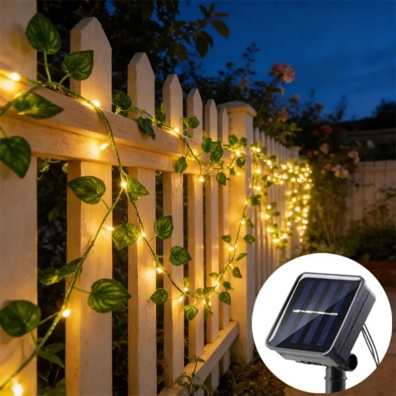 Luci Solari a Forma di Foglie Artificiali per Decorazioni Esterne, Matrimoni, Ghirlande, Lampade Fatate, Giardini, Muri, Recinzioni, Stanze e Decorazioni per il Ramadan