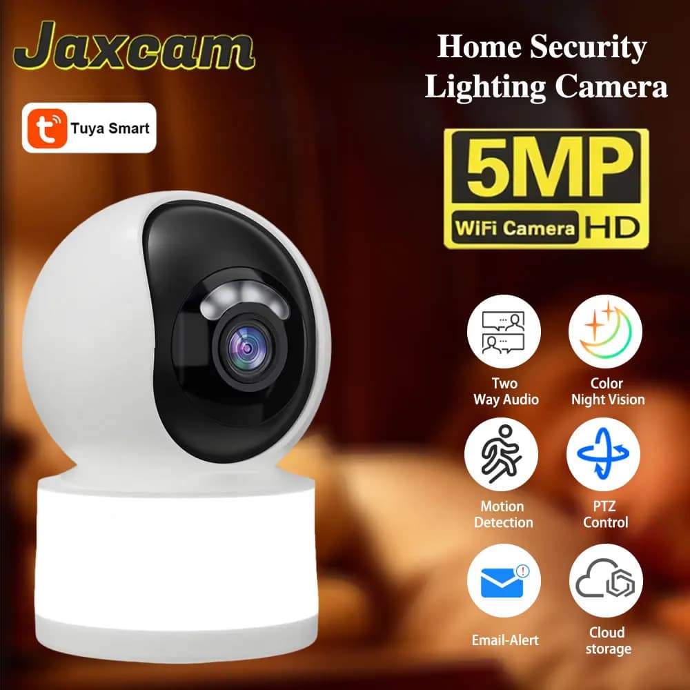 Telecamera PTZ Tuya 5MP WiFi 2.4G per Interni, Telecamera di Sicurezza per Bambini 340 ° Telecamera di Sicurezza Domestica con Audio Bidirezionale e Visione Notturna per Monitoraggio Bambini e Animali