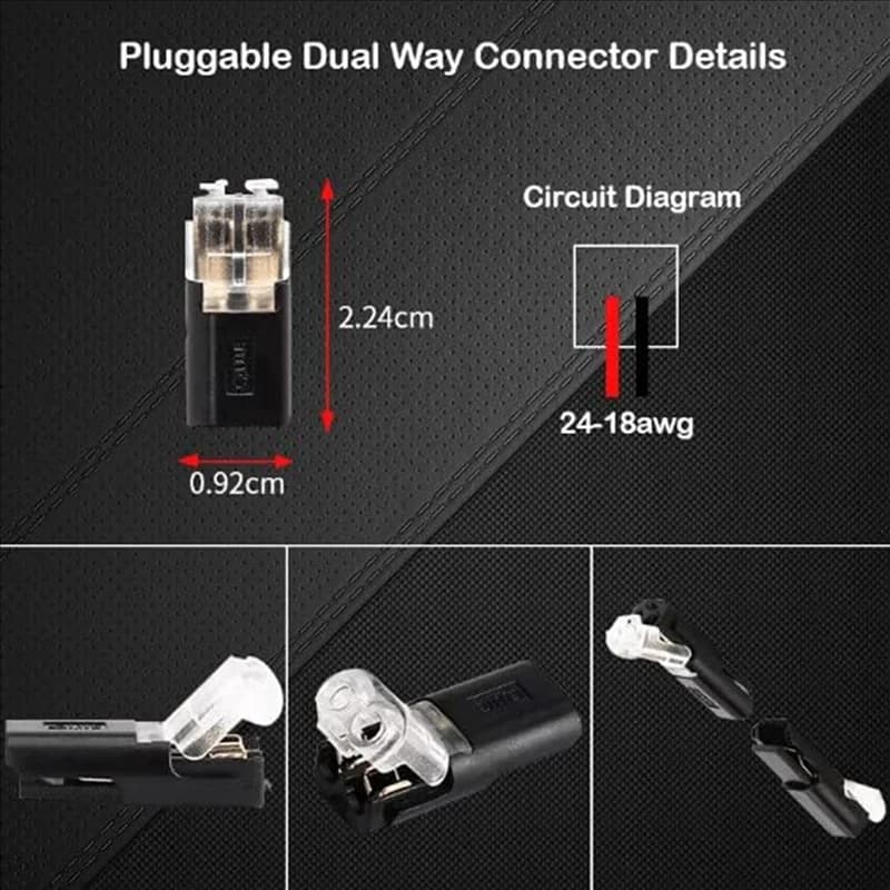 A01F-Double Thread Plug-in Connector + Locking Clasp, No Cut Spelaphiles 2-way 2-pin LED Connector for AWG 20-24 40 pieces