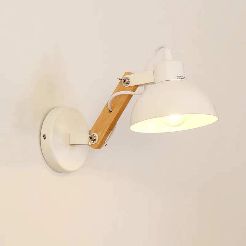 Lampada da parete in stile braccio robotico nordico Materiale in ferro Staffa in legno Lampada da scrivania regolabile Sconce Light Lampadina E27 Decorazione dell'hotel Lustri a LED