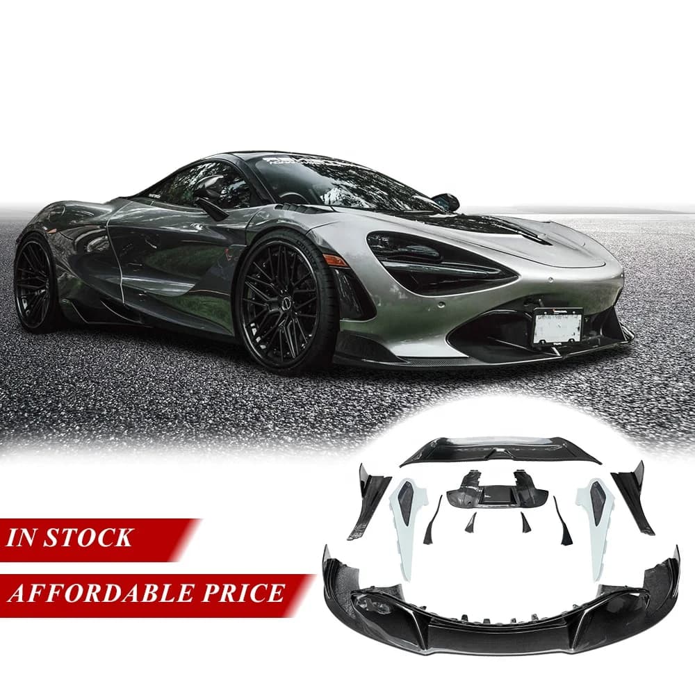 Kit completi in fibra di carbonio stile Vors, incluso kit carrozzeria diffusore posteriore parafango laterale labbro paraurti anteriore per kit carrozzeria Mclaren 720S