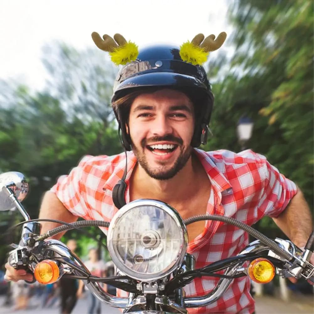 Accessories for Christmas Motorcycle Helmets, Decoration with Renna Horn and Earrings, Adaptable Universally for Moto, Snowboard and I7N1 Helmets