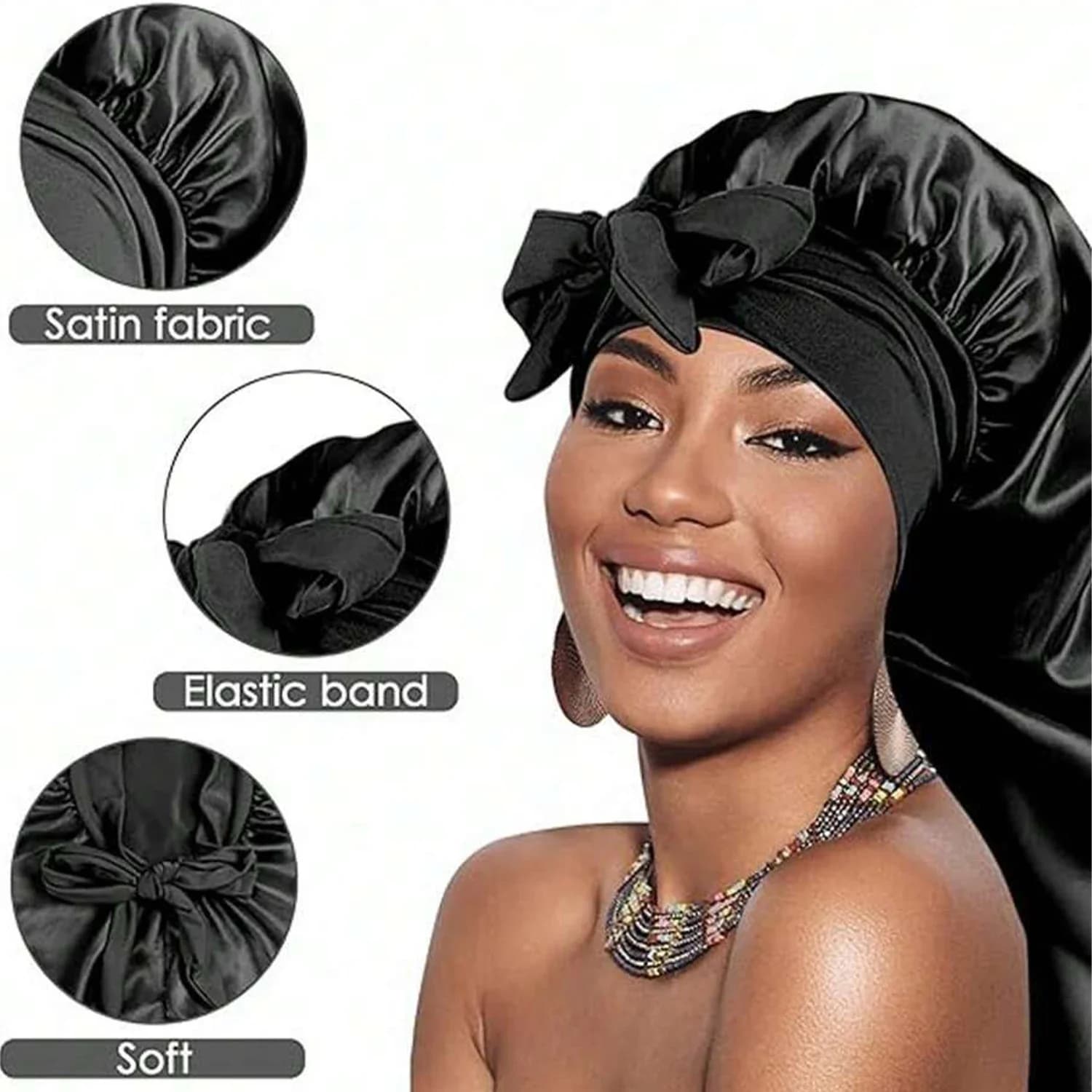 Long Night Head for Women, Elastic Silk Cap for Long Hair, Comfortable Night Hat for Treccine and Dreadlock