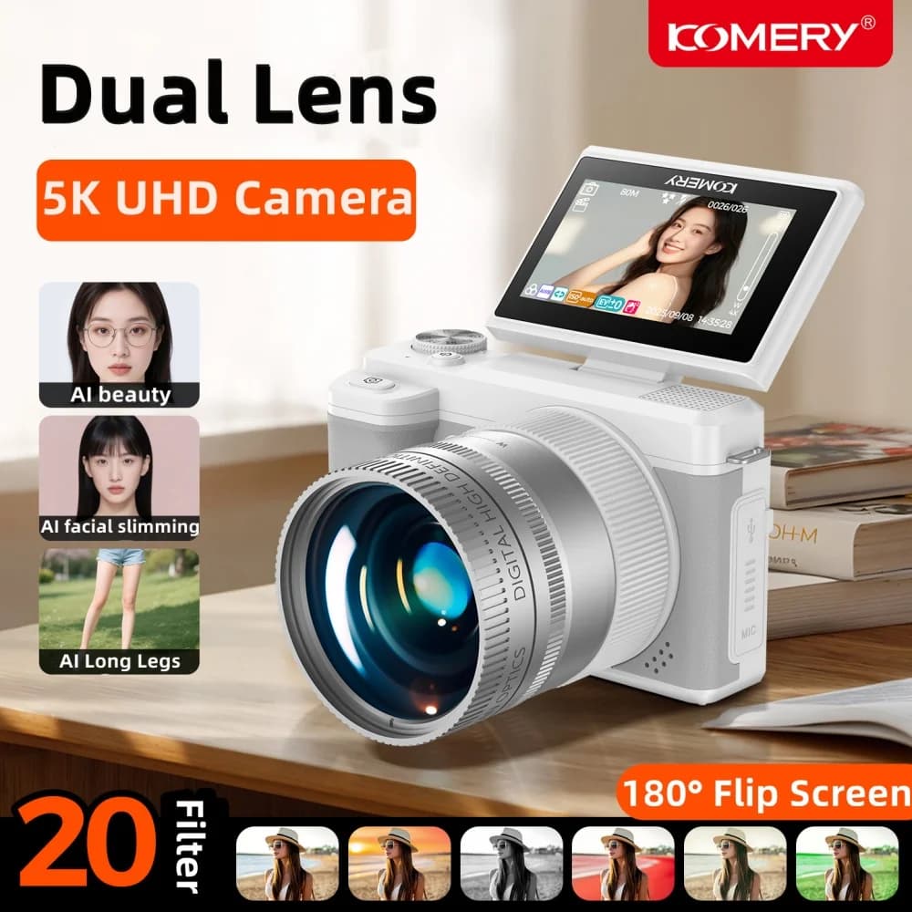 Digital camera 5K 80MP for photography 18X AF Vlog Video Camera Live Streaming WIFI Webcam Dual Lens Selfie Camera 180 ° Folding screen