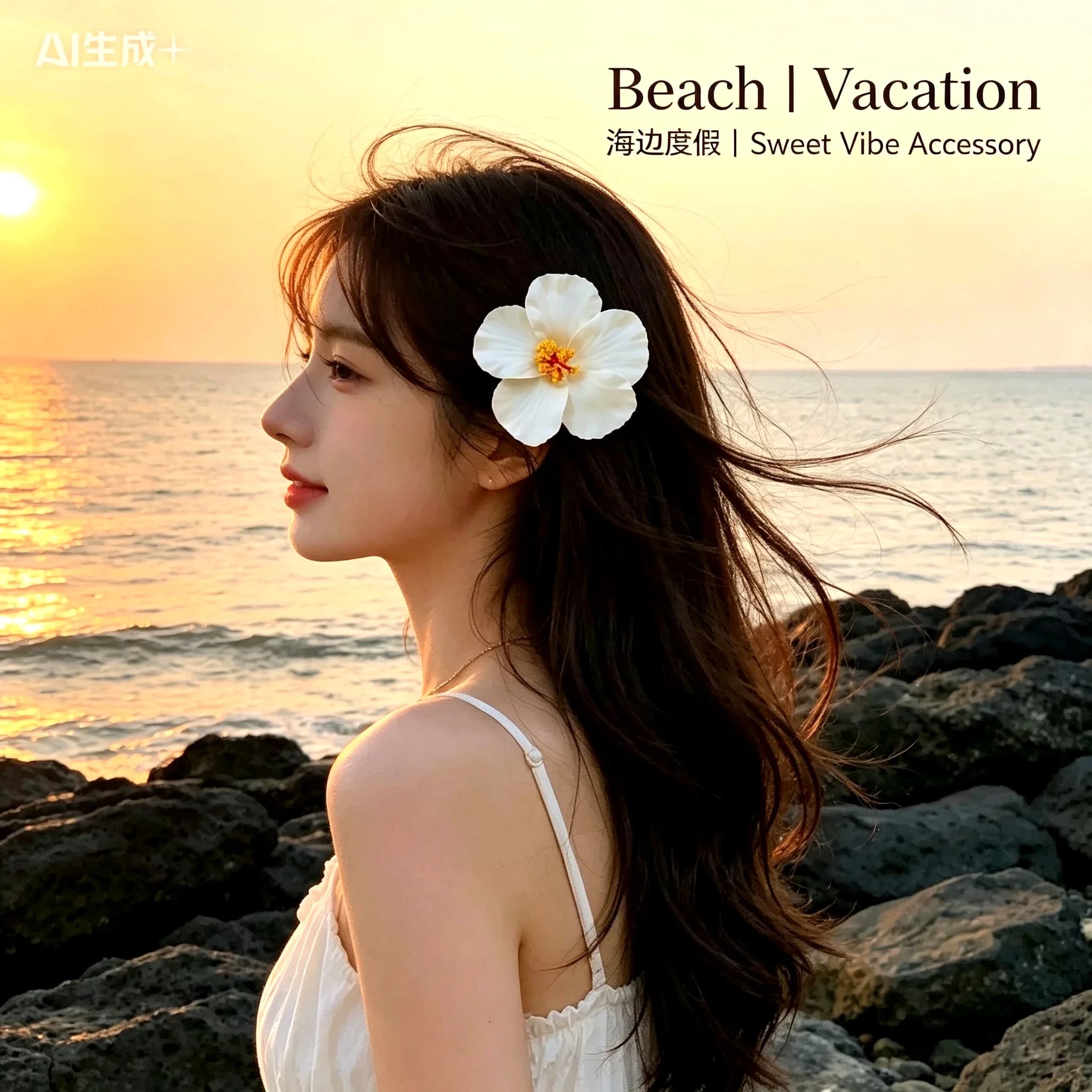 Cute Tropical White Hibiscus Flower Hair Clip (9.5cm), Realistic Floral Hairpin for Women, Perfect for Beach Vacation & Pool Par