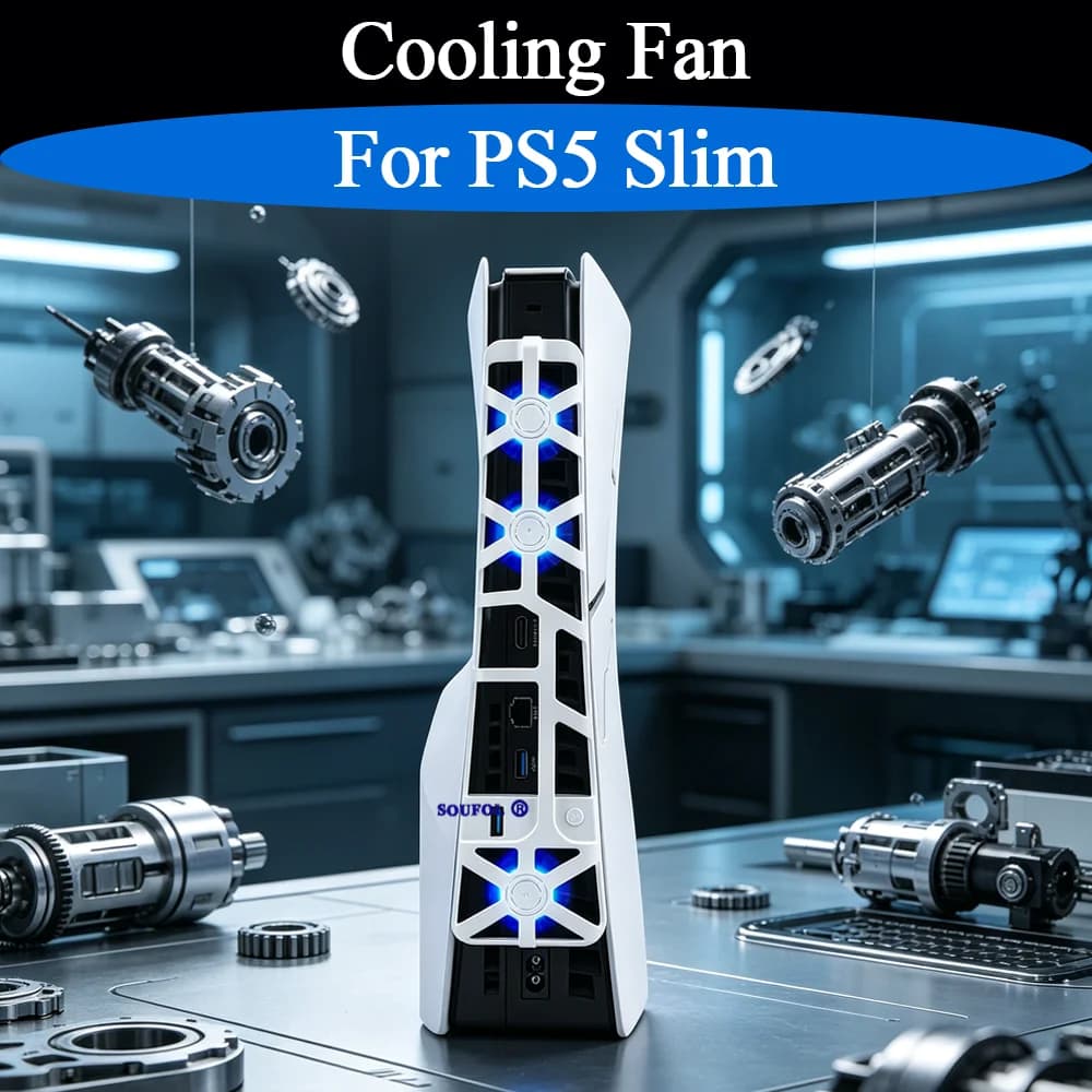 NUOVO 1PC Ventola di Raffreddamento Nera/Bianca per Console PS5 Slim, Sistema di Raffreddamento Posteriore con Luce LED, Accessorio di Ricambio per PS5 Slim