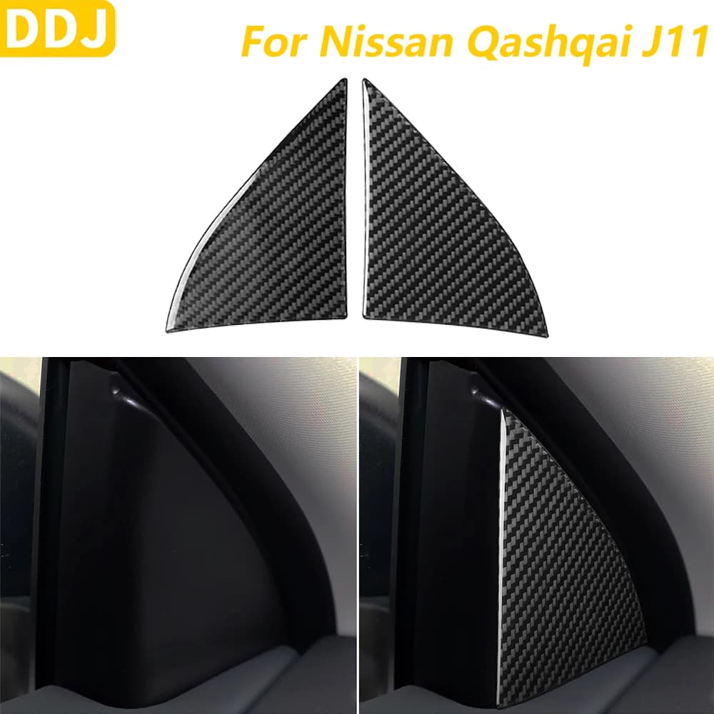 Copertura triangolare per montante della finestra della porta anteriore in fibra di carbonio morbida per Nissan Qashqai J11 2017-2021, adesivo per accessori interni