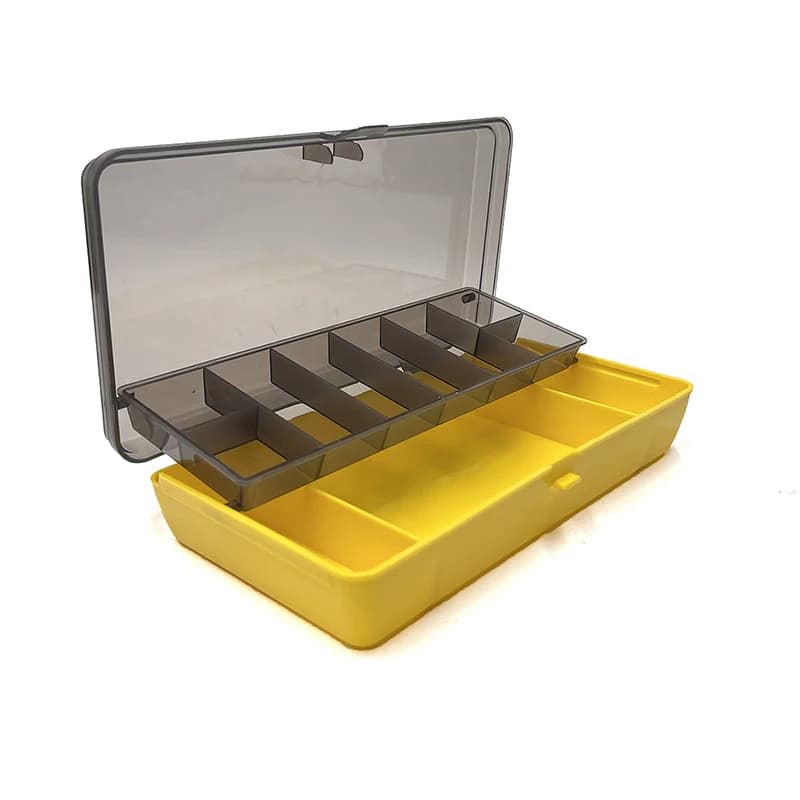 Double Laya PP fishing equipment box accessory with separate area for tool box for the organizer of fake fishing baits