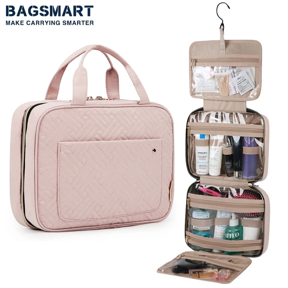 BAGSMART Organizer Travel Toiletry Bag Hanging Men's Bathroom Large Portable Storage Box Waterproof Cosmetic Makeup Case for Women