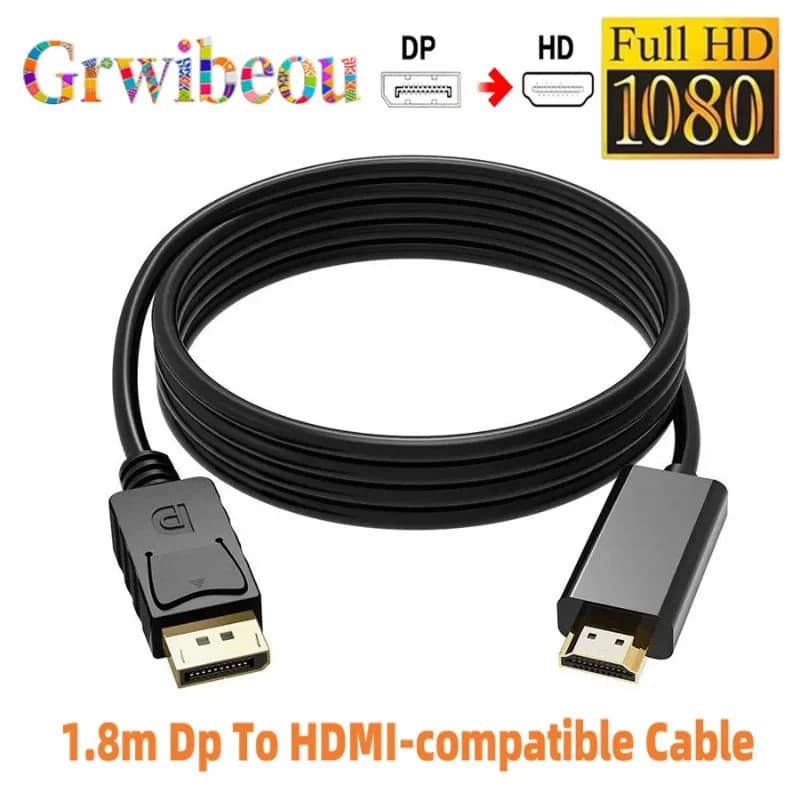 DP-compatible cable to HDMI HD adapter cable from 1.8 m Computer monitor cable Convert large from DP to HDMI for laptop PC Projector
