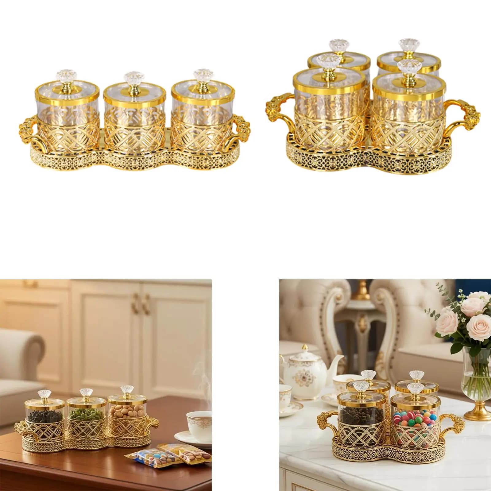 Household Kitchen Counter Airtight PET Storage Jars Set with Lid for Spices Candy Pantry Organization