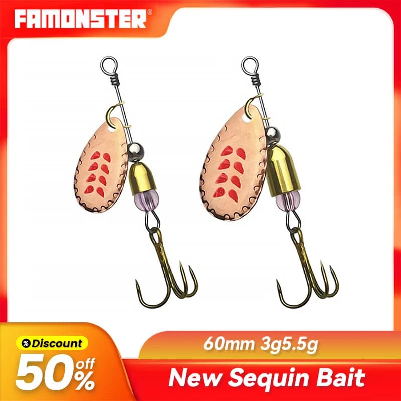 Famonster 60mm 3g/5.5g Spinner Richiamo di Pesca In Metallo Paillettes Cucchiaio Esca Dura Wobblers Affrontare Isca Esca Atificiale Pesca Luccio Bass