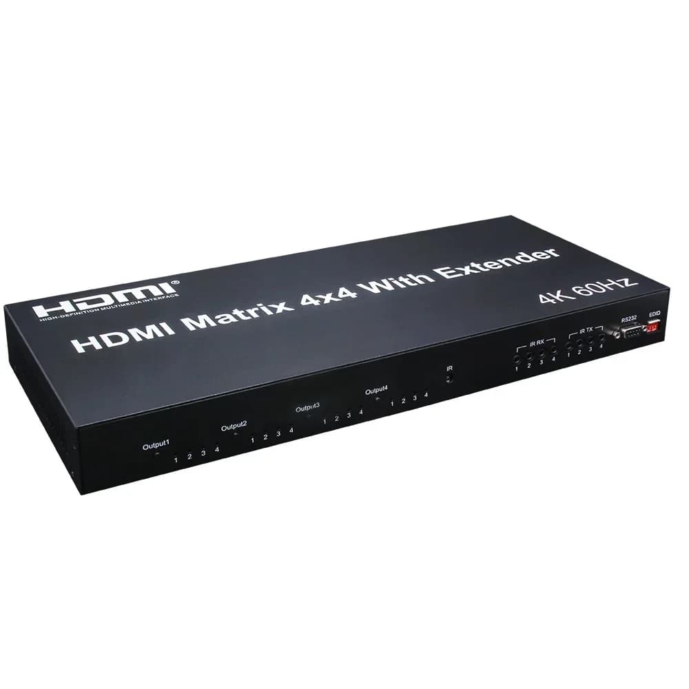 HDMI 2.0 4x4 4K 60Hz matrix with Extender Ethernet via Cat6 RJ45 cable, Video Splitter 4/8 channels for Display