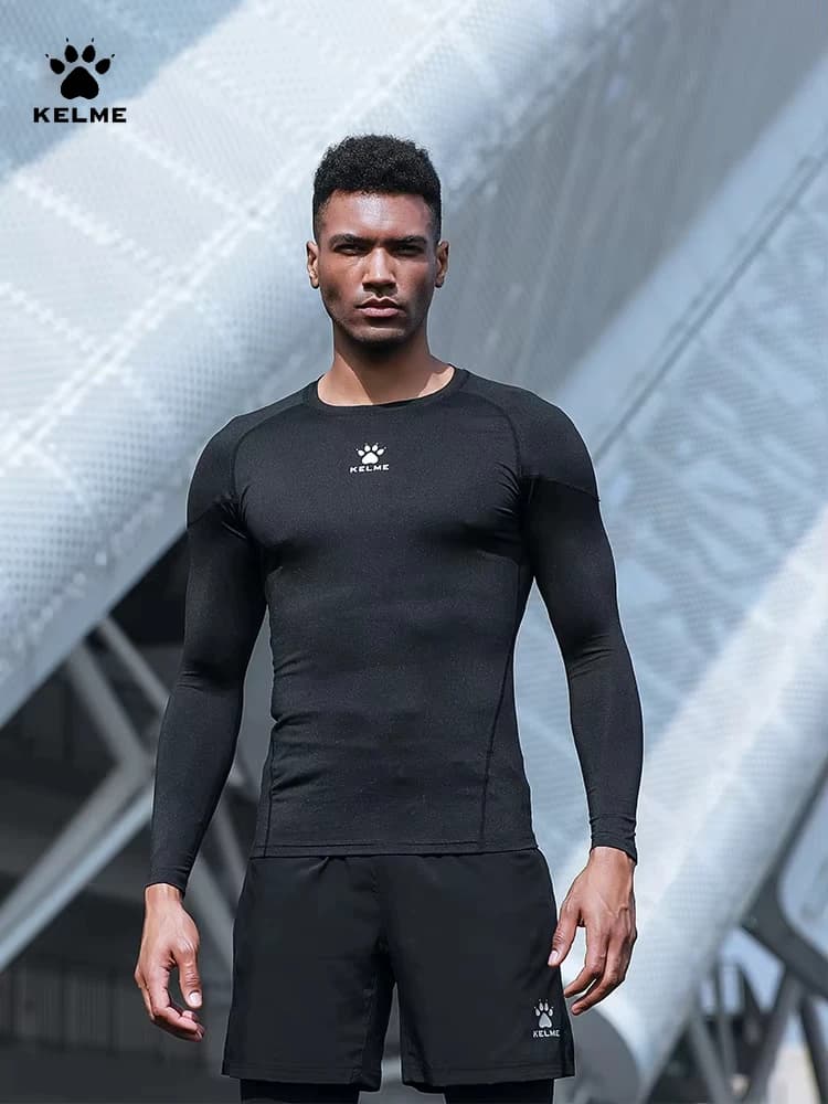 Kelme Men's Outdoor Running T-shirt Sports Tights Compression Fitness Training Quick Dry Yoga Long Sleeve Camping Hiking Gear