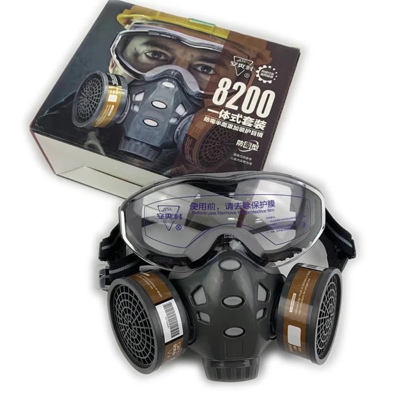 Maschera antigas protettiva Anti-batteri per la sicurezza della polvere mezza maschera antigas con vernice Spray Glasse respiratore con scatola filtrante per pesticidi chimici