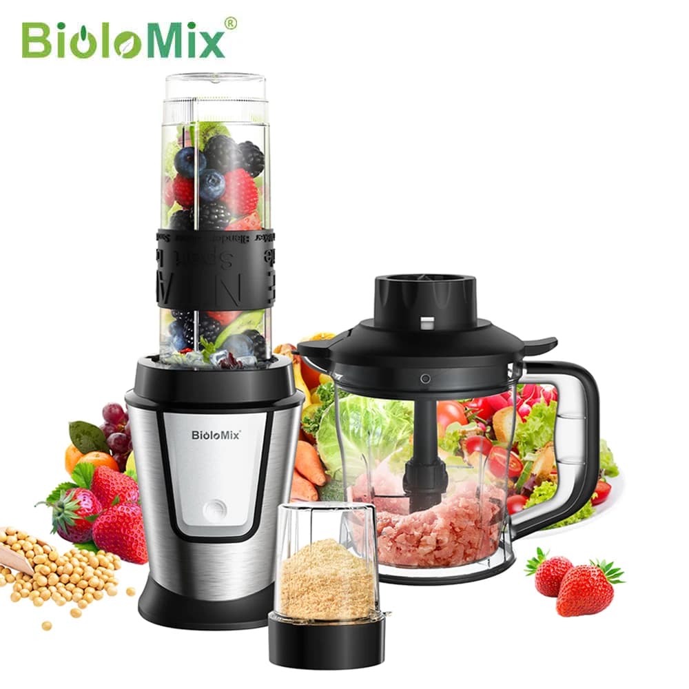 BioloMix Multifunctional Kitchen Robot 3 in 1 700 W Portable Blender Chopper for Food and Dry Grinder