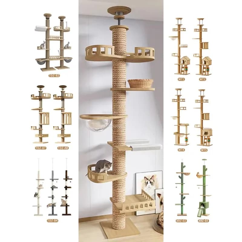 Hot-selling Discount Ceiling Cat Tree Tower Condo with Sisal Rope for Ceiling Scratching Post Cat House Tower Tree