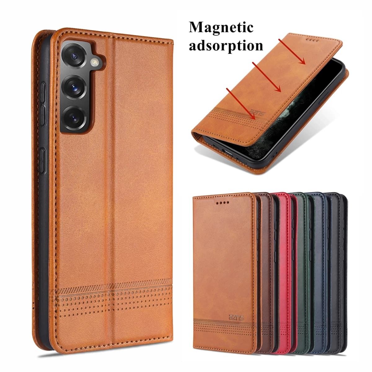 Custodia in pelle Deluxe ad adsorbimento magnetico per Samsung Galaxy S21 Plus S22 S23+ Ultra 5G Flip Cover Custodia protettiva a portafoglio Fundas