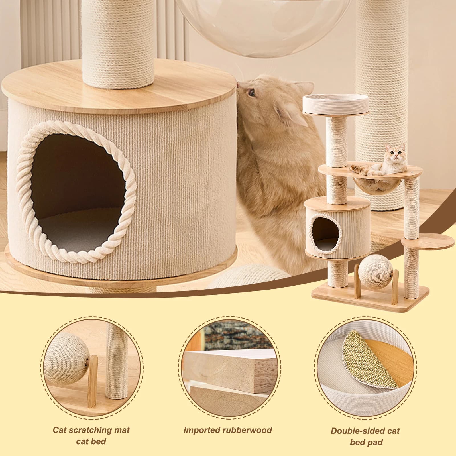 Tiragraffi per Gatti Resistente all'Usura, Piattaforma Unica per Salti e Nido, Traspirante, Accessori per Animali Domestici