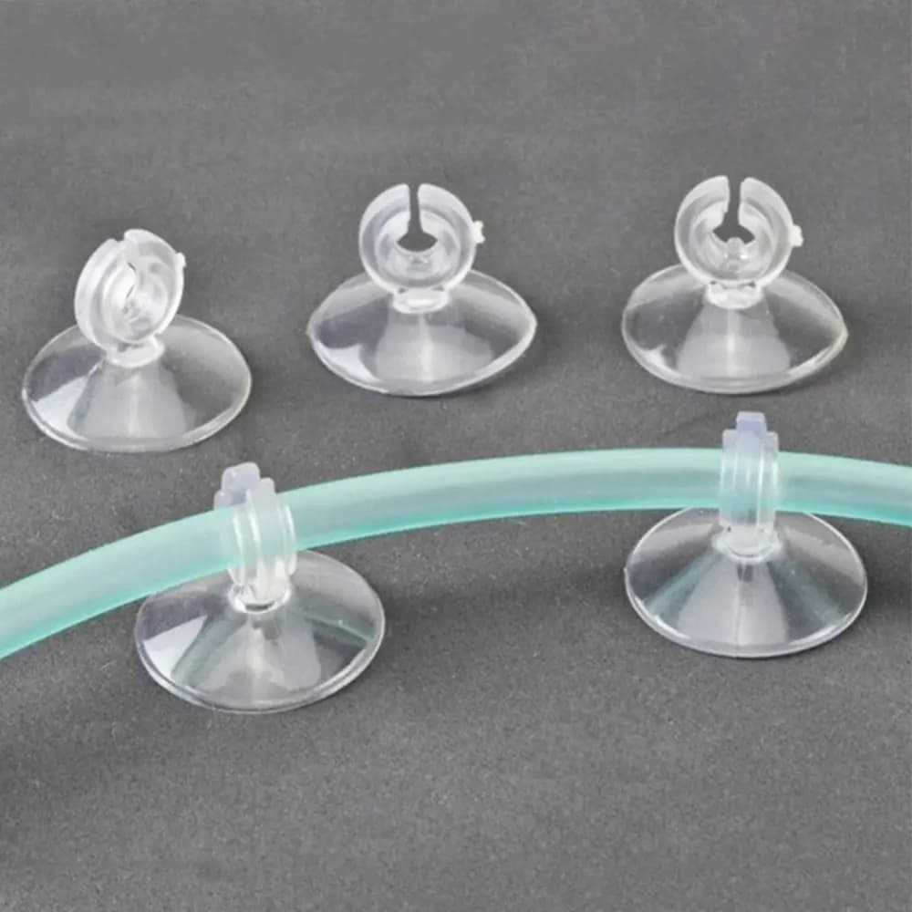 10 pz. ventose in PVC per acquario con gancio, trasparenti, multi-misura, forte adsorbimento, morsetto per tubo dell'aria, filo