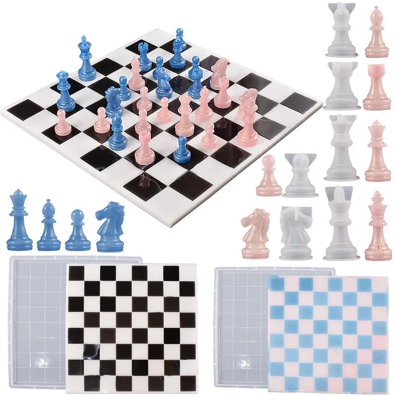 DIY Chess Silicone Mold Handmade Chessboard Set Crystal Epoxy Resin Candle Mold Home Gathering and Outdoor Game Tools