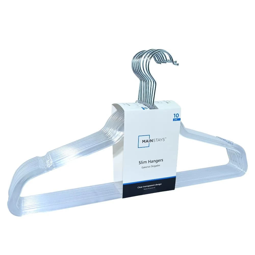 Slim Non Slip Velvet Clothes Hangers Space Saving Closet Organizers 10 Pack Clear Plastic Hangers for Adults Teens Heavy Duty Pants Shirts Blouses Dresses Wardrobe Storage Solution Garment Home Essentials