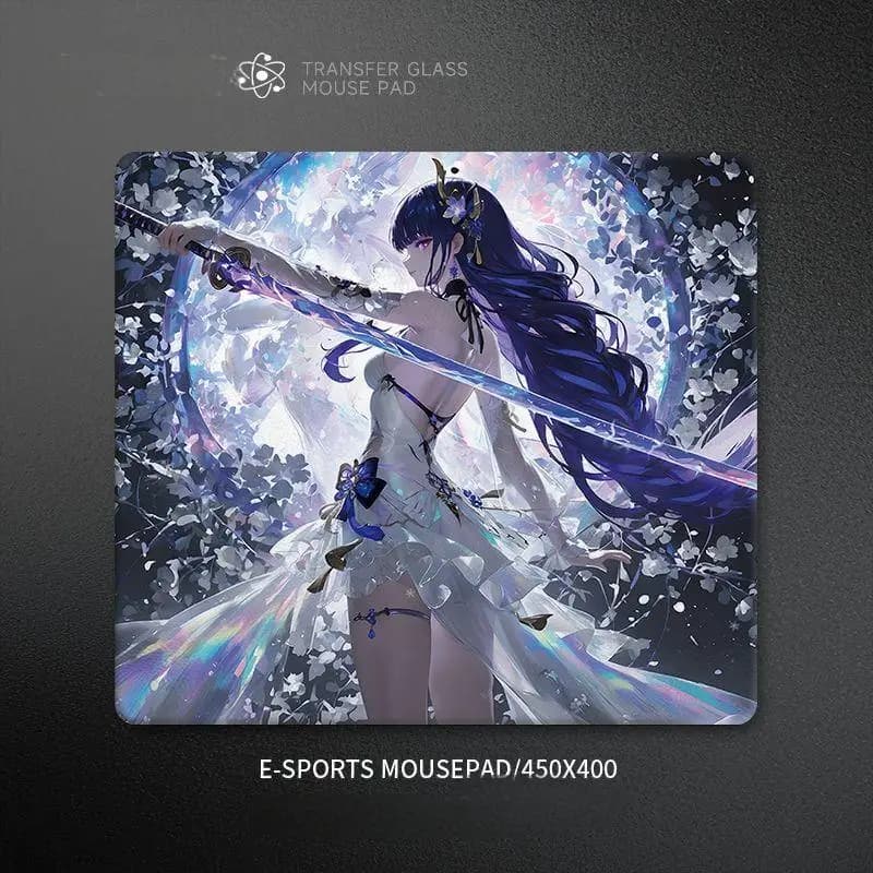 Tappetino per mouse in vetro creativo bella ragazza di grandi dimensioni Gioco anime Animazione Isolamento termico Micro incisione Tappetino per mouse dedicato per e-sport