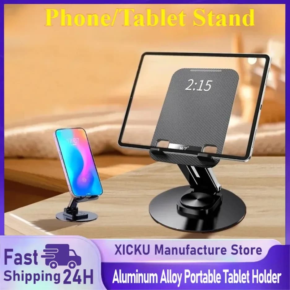 360° Rotatable Phone Stand for Smartphone Tablet Laptop Non-Slip Desk Office Treadmill Stand for iPhone 17 16 Samsung S26 S25