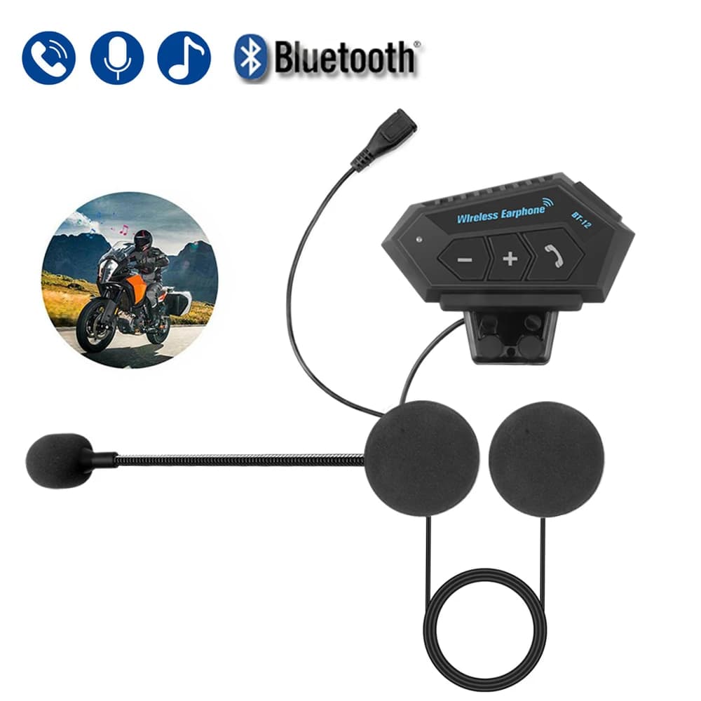 BT12 casco moto auricolare Bluetooth 5.0 bici cuffie Anti-interferenza vivavoce Stereo chiamata Kit auricolare impermeabile