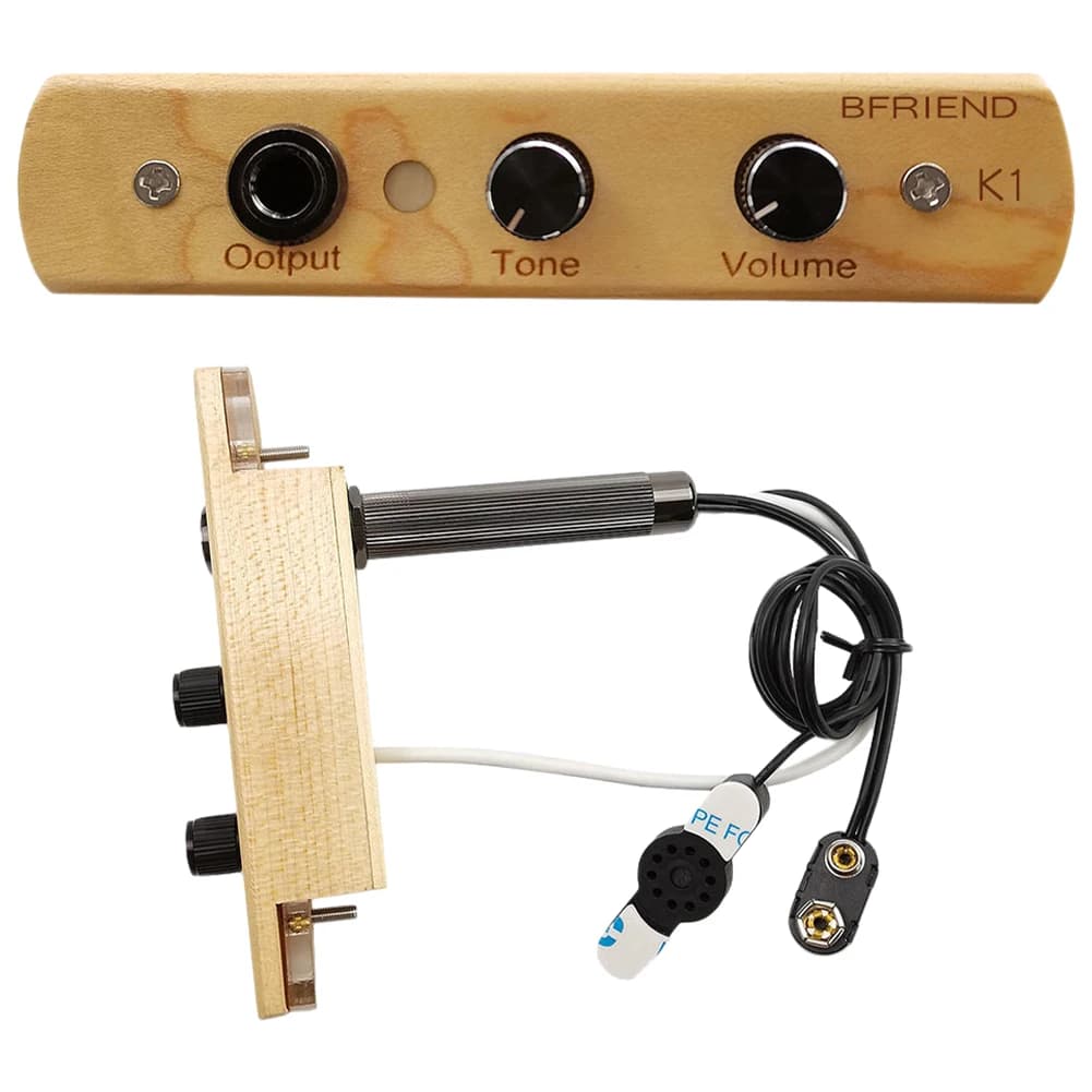 Pickup per Cajon con Controllo Tono e Volume, Preamplificatore/Pickup per Cajon con Jack di Uscita, Sistema di Pickup Elettronico per Box Drum