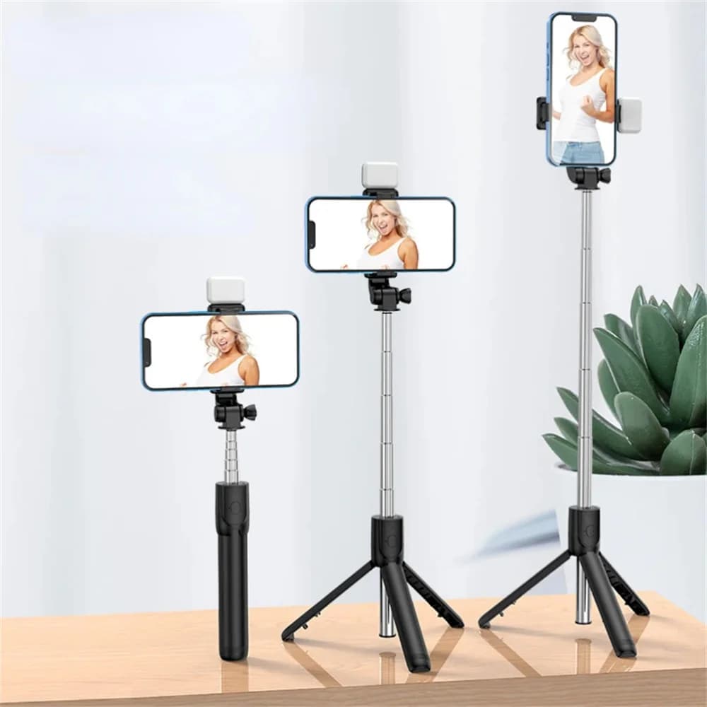 Treppiede portatile senza fili Bluetooth Selfie Stick Treppiede multifunzionale con otturatore remoto wireless per telefono Android IOS