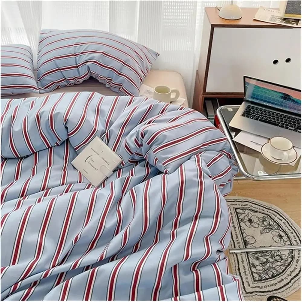 Set Copripiumino in Cotone, Set Biancheria da Letto 4 Pezzi con Lenzuolo e Federe, Copripiumino Morbido, Biancheria da Letto Confortevole