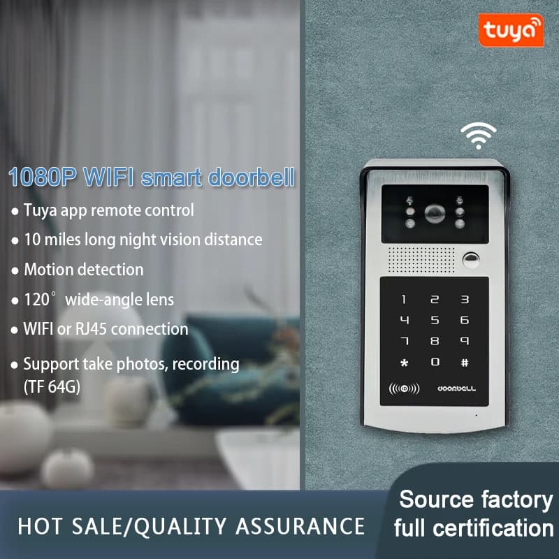 2MP 1080P Tuya APP WIFI Rifd Password TCP/IP Videocitofono Citofono grandangolare Campanello visivo Telecamera per ingresso porta