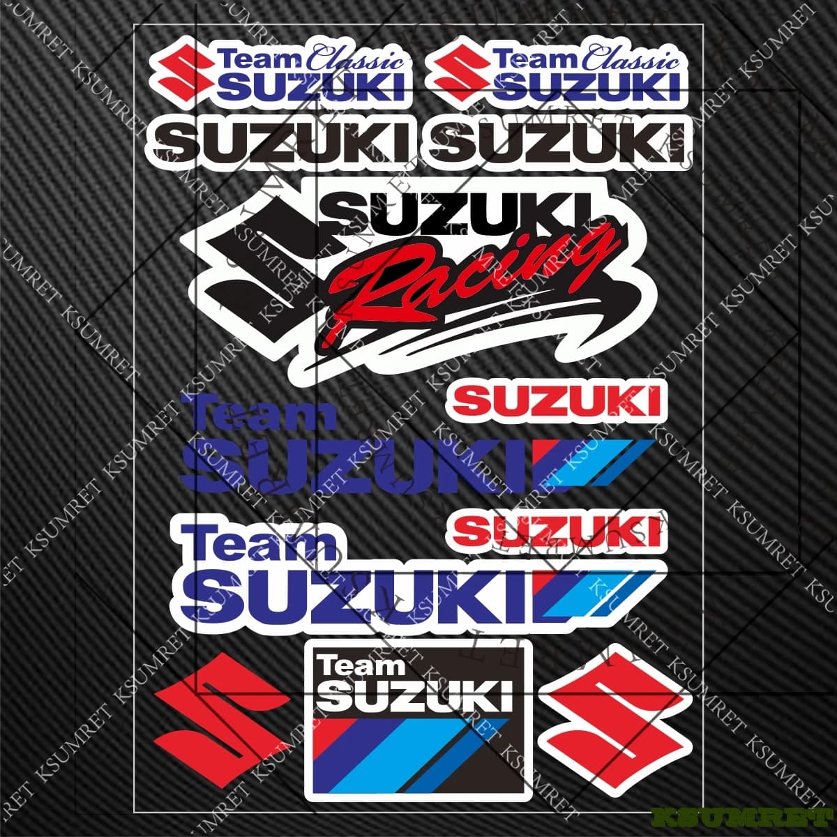 Set di Adesivi per Moto Suzuki, Decalcomanie per Serbatoio e Casco, Logo Moto