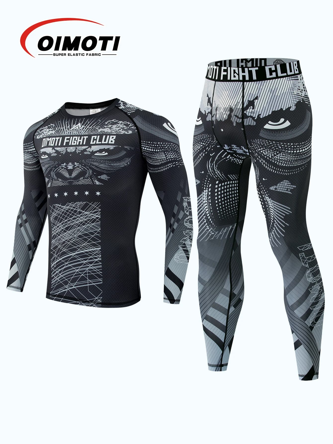 Men's High Elasticity Fitness Suit Set Quick Drying Breathable Boxes T-shirt + pants Anti-wear compression martial arts equipment